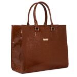 Woibes Croc Textured Tote